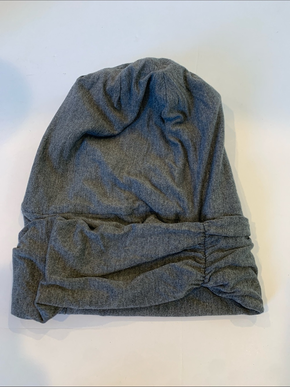 Grey Satin Lined Slouchy Beanie Turban Hair Wrap Bonnet Night Sleep Cap